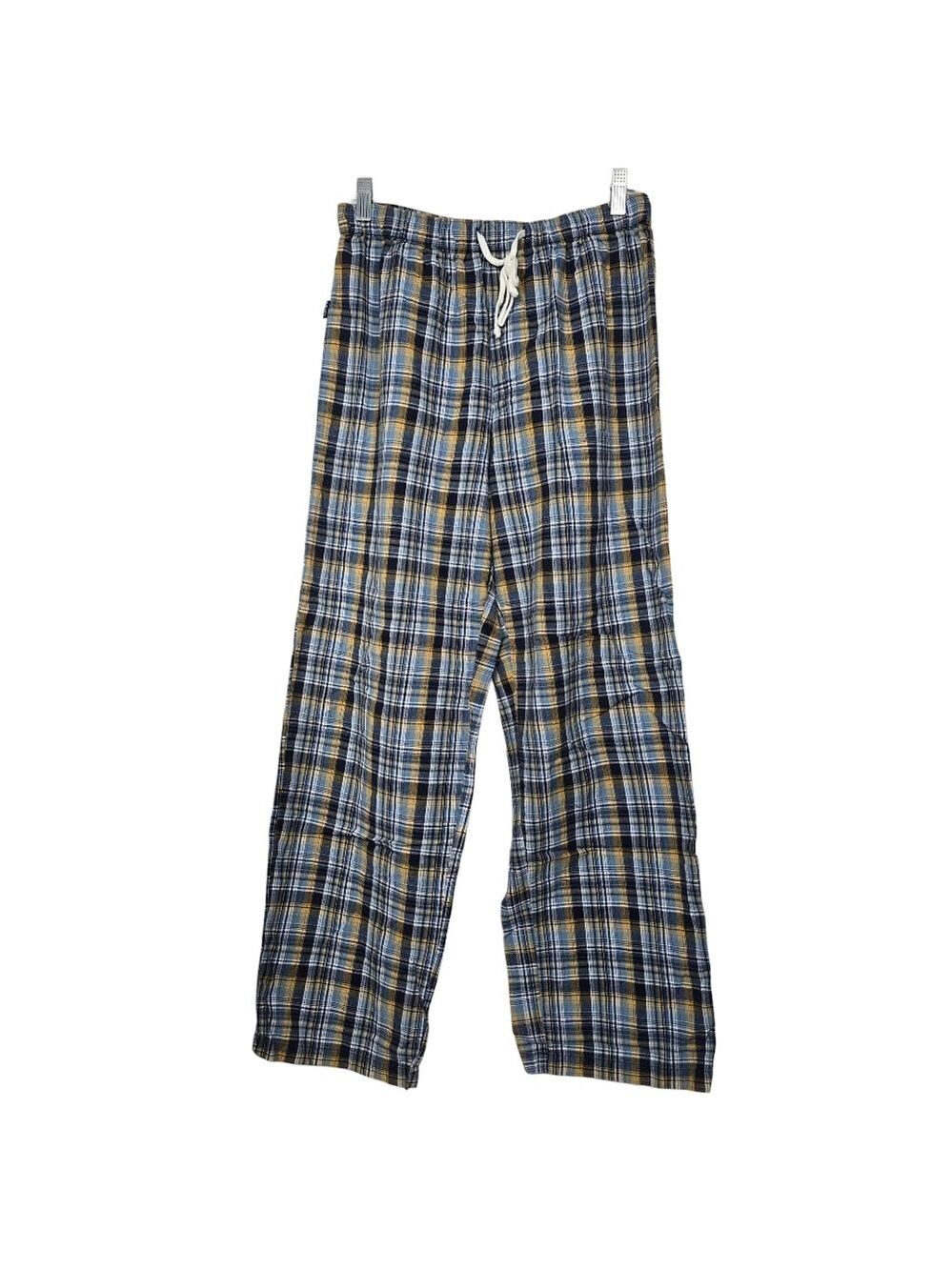 Old Navy Plaid Pajama Pants M Cotton Yellow Blue